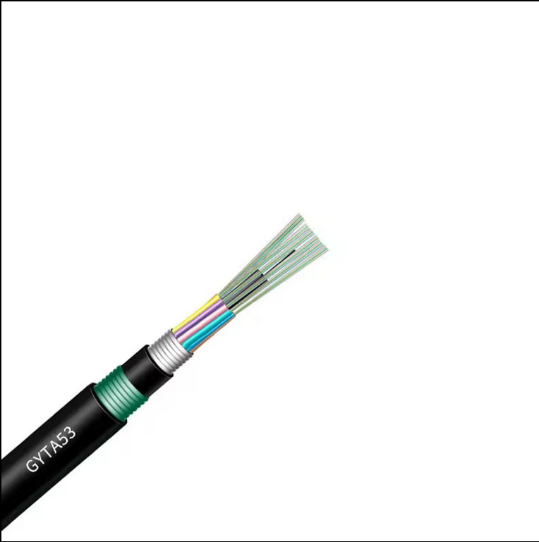 Cable à fibre optique extérieur GYTA53 2-144 Noyaux blindé double veste appliquée pour aérien / directement enterré