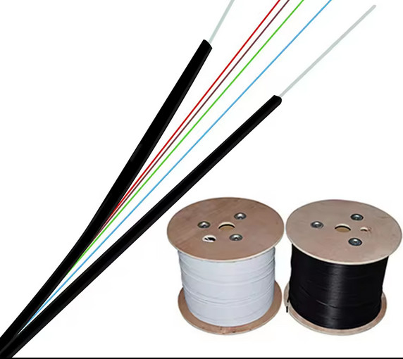 4 noyaux câble FTTH à chute intérieure GJXH/GJXFH acier arc-type/FRP membre de résistance