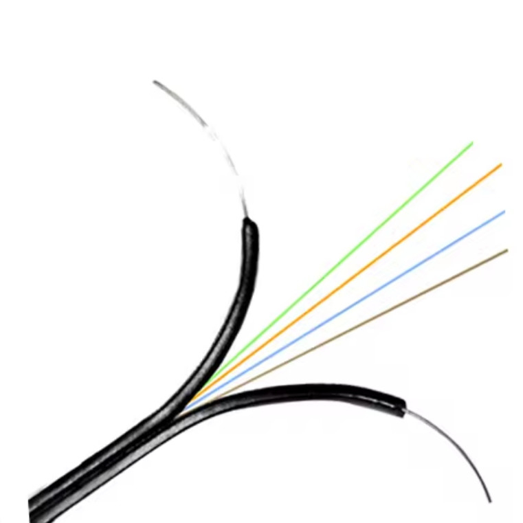 G657A 4 cœurs FTTH câble à fibre optique câble plat GJXH membre de résistance en acier