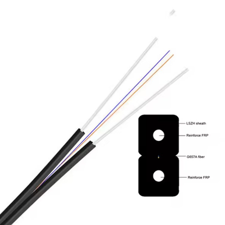 Le câble à décharge FTTH à mode unique 1-2 noyaux GJXFH FRP