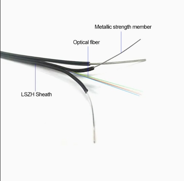 Cable de décharge FTTH auto-supportant en forme d'arc à 4 cœurs pour la communication téléphonique