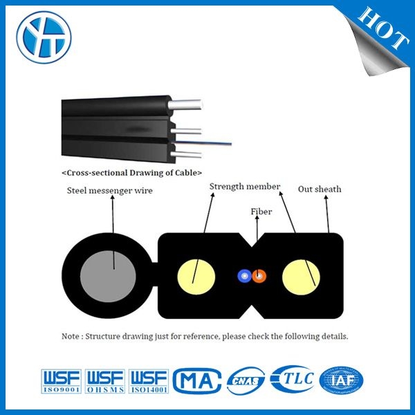 Résistance à la traction 200N Intérieur FTTH Drop Cable Yofc Fibre pour une connectivité transparente