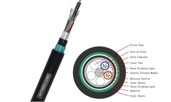 Cable à fibre optique enterré directement pour applications d'enterrement direct -20 à 70°C Structure SZ Tuyau lâche en filets