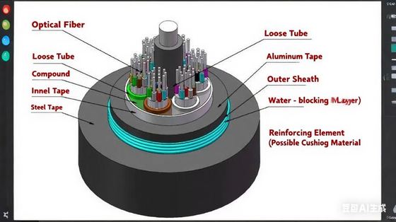 Câble à fibre optique extérieur blindé à double gaine GYTA53